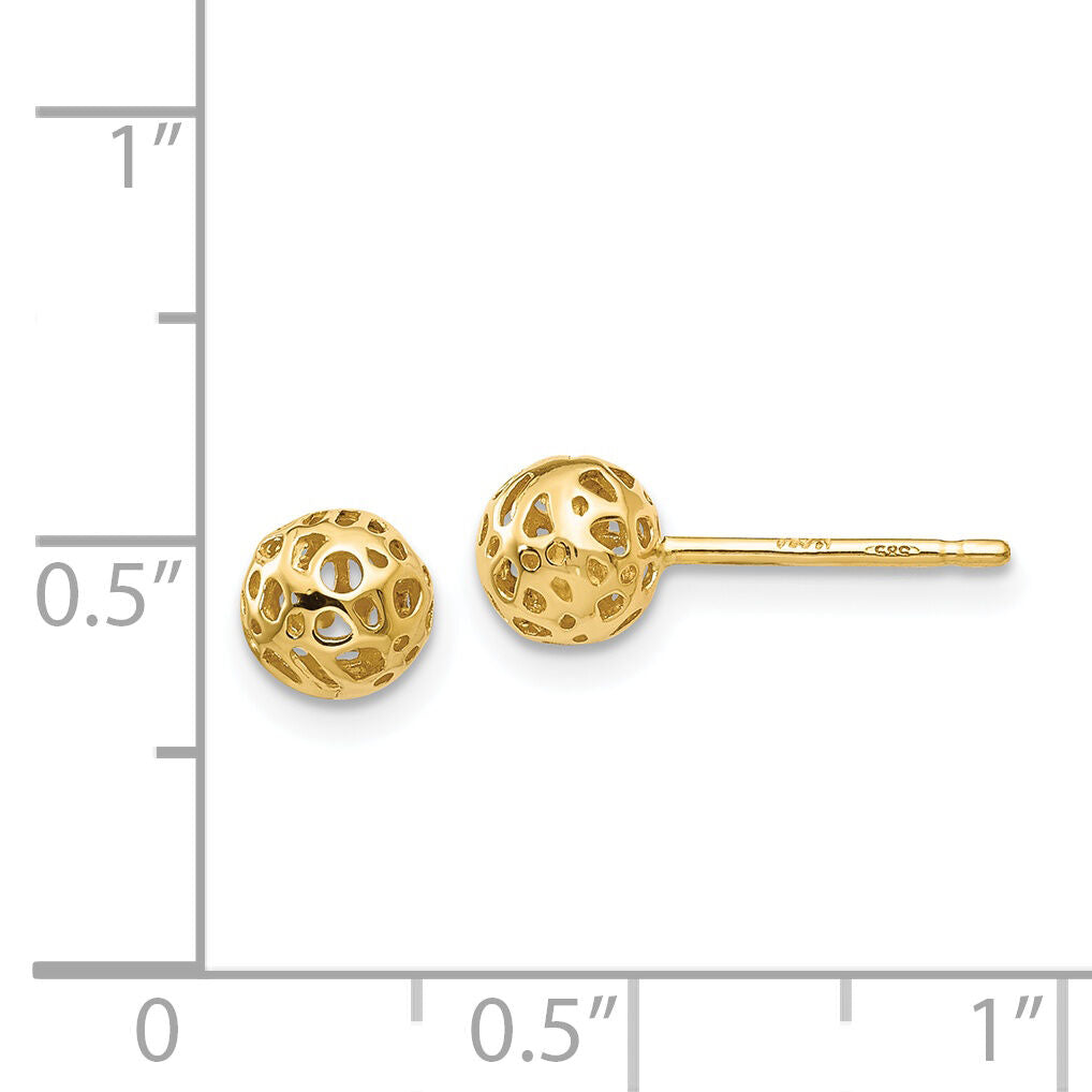 14K Yellow Gold Small Fancy Ball Post Earrings-YE1687