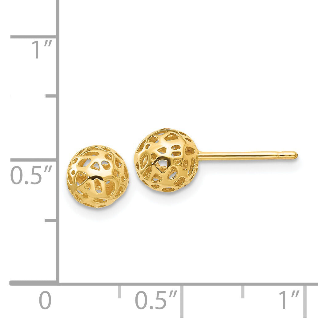 14K Yellow Gold Fancy Ball Post Earrings-YE1688