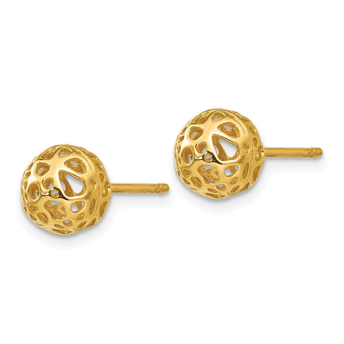 14K Yellow Gold Medium Fancy Ball Post Earrings-YE1689