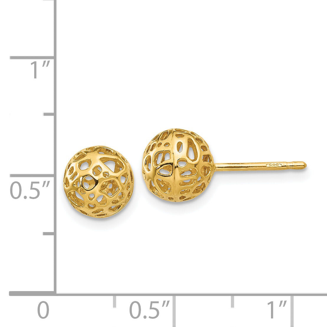 14K Yellow Gold Medium Fancy Ball Post Earrings-YE1689