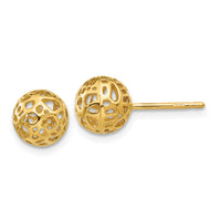14K Yellow Gold Medium Fancy Ball Post Earrings-YE1689