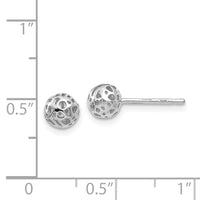 14K White Gold Small Fancy Ball Post Earrings-YE1691