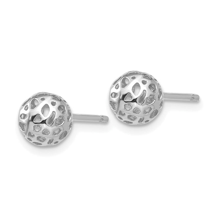 14K White Gold Fancy Ball Post Earrings-YE1692