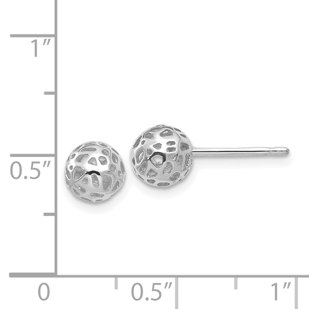 14K White Gold Fancy Ball Post Earrings-YE1692