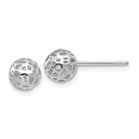 14K White Gold Fancy Ball Post Earrings-YE1692