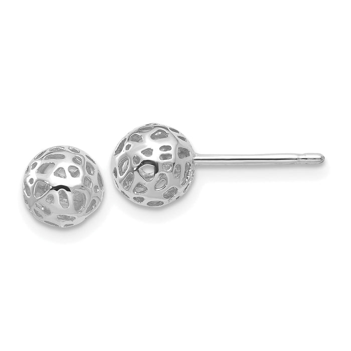14K White Gold Fancy Ball Post Earrings-YE1692
