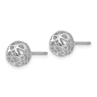 14K White Gold Medium Fancy Ball Post Earrings-YE1693