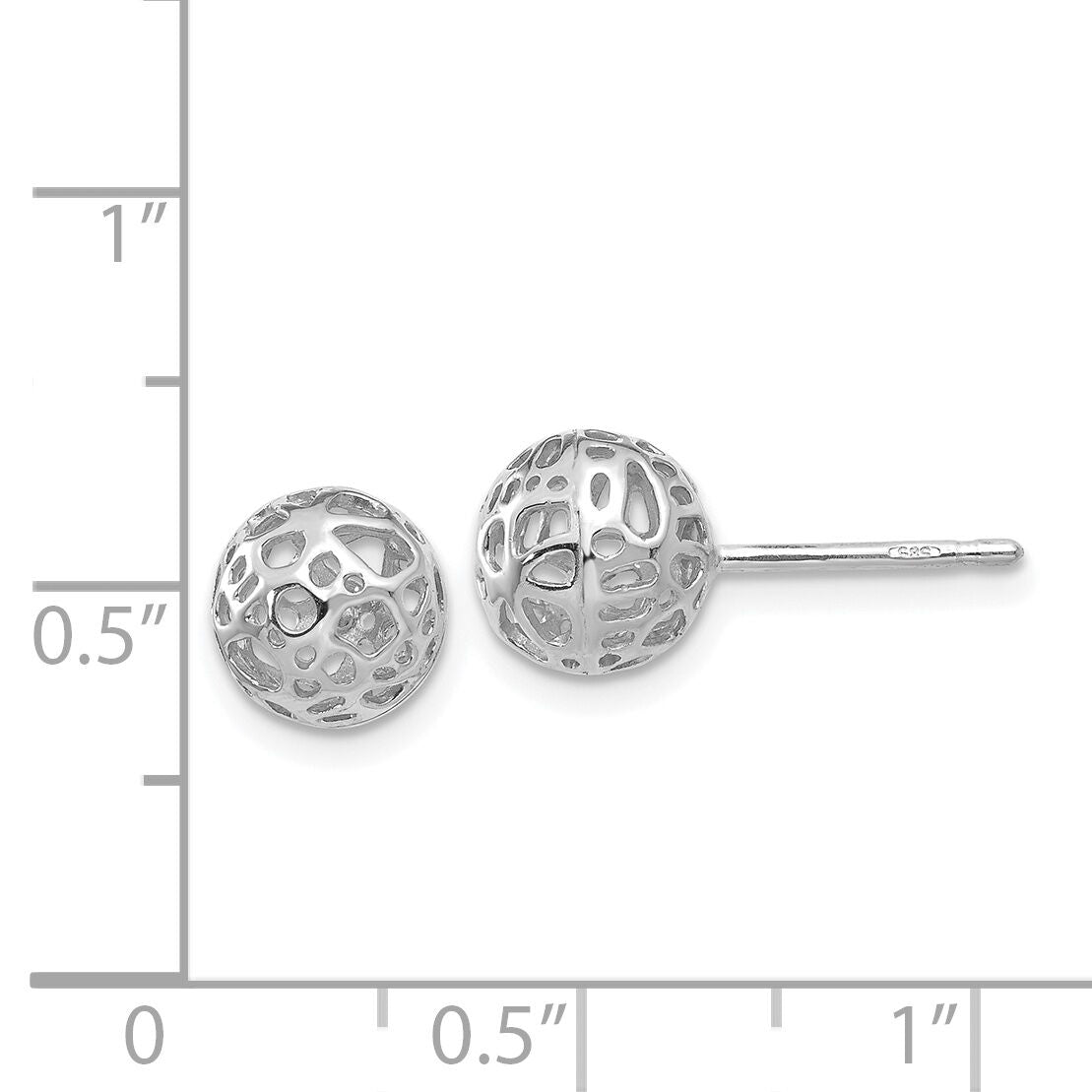 14K White Gold Medium Fancy Ball Post Earrings-YE1693