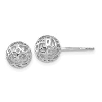 14K White Gold Medium Fancy Ball Post Earrings-YE1693