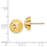 14k Gold Diamond-cut 10mm Domed Post Earrings-YE1695