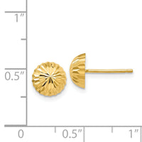 14k Gold Diamond-cut 8mm Domed Post Earrings-YE1696