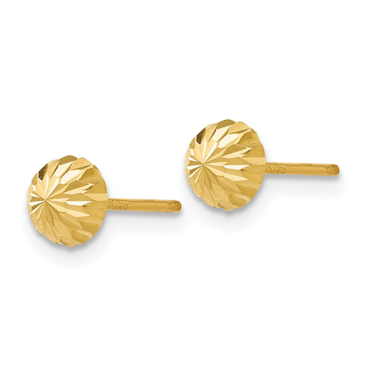 14k Gold Diamond-cut 5mm Domed Post Earrings-YE1697