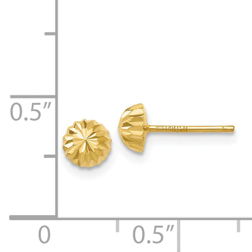 14k Gold Diamond-cut 5mm Domed Post Earrings-YE1697