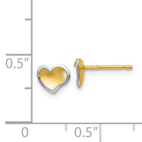 14k Two-tone Polished and Satin Heart Post Earrings-YE1733