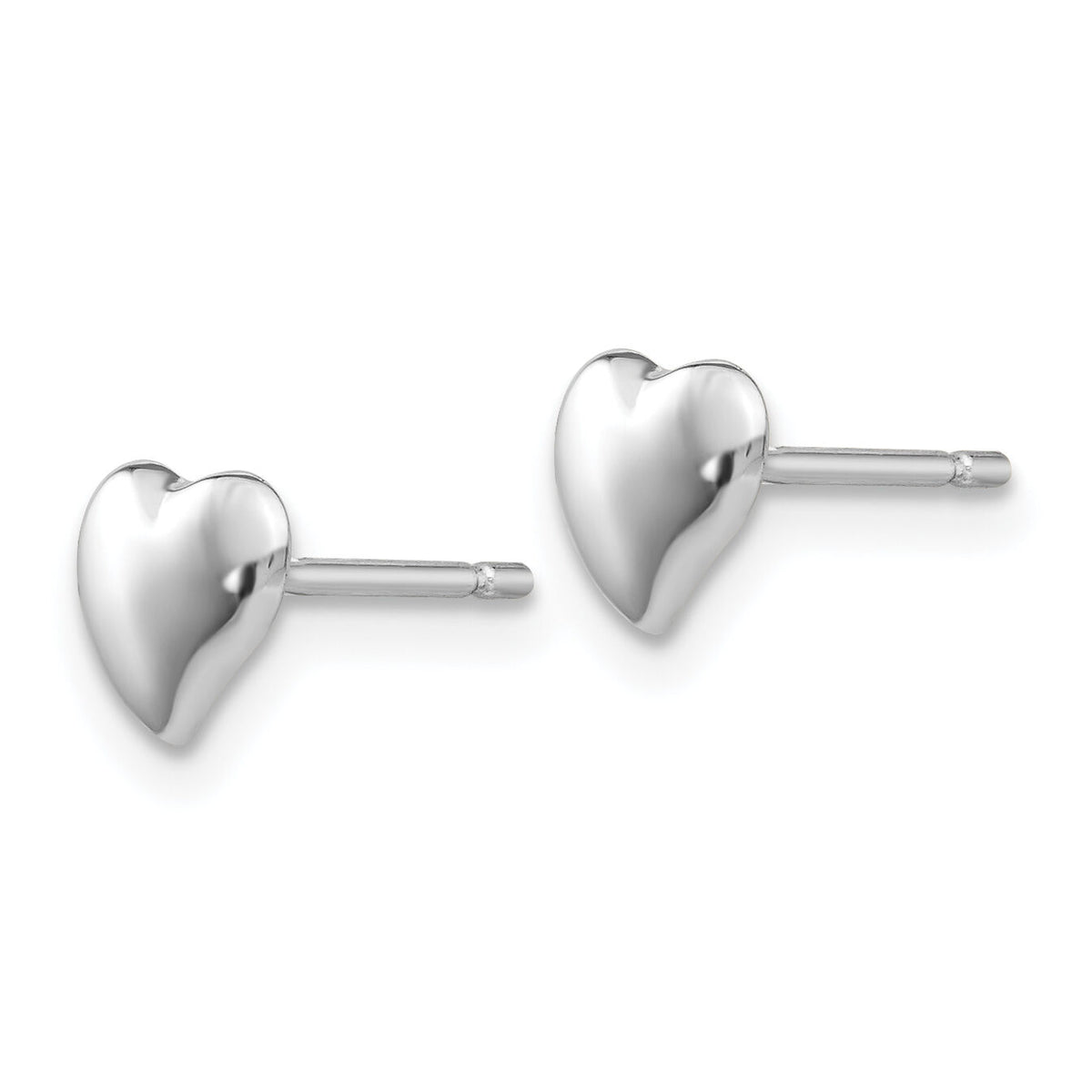 14k White Polished Heart Post Earrings-YE1734