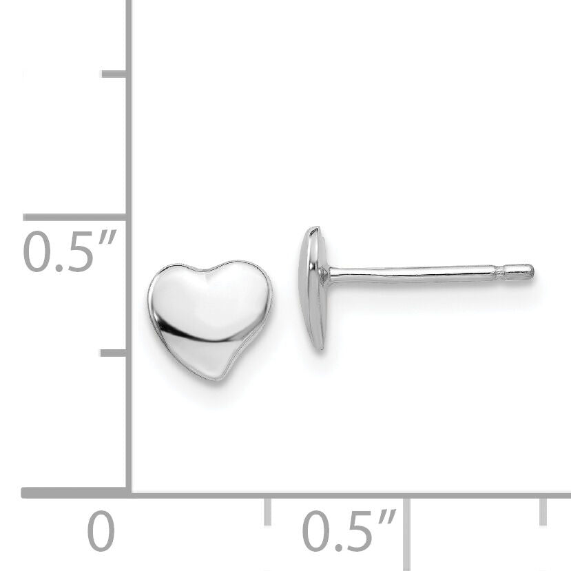 14k White Polished Heart Post Earrings-YE1734