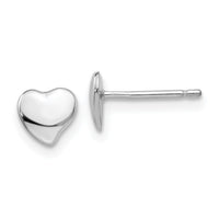 14k White Polished Heart Post Earrings-YE1734