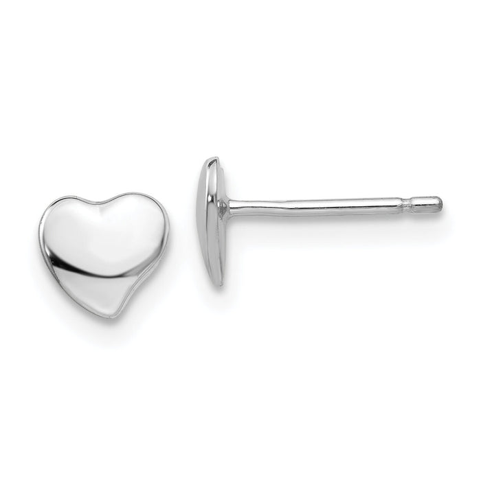 14k White Polished Heart Post Earrings-YE1734