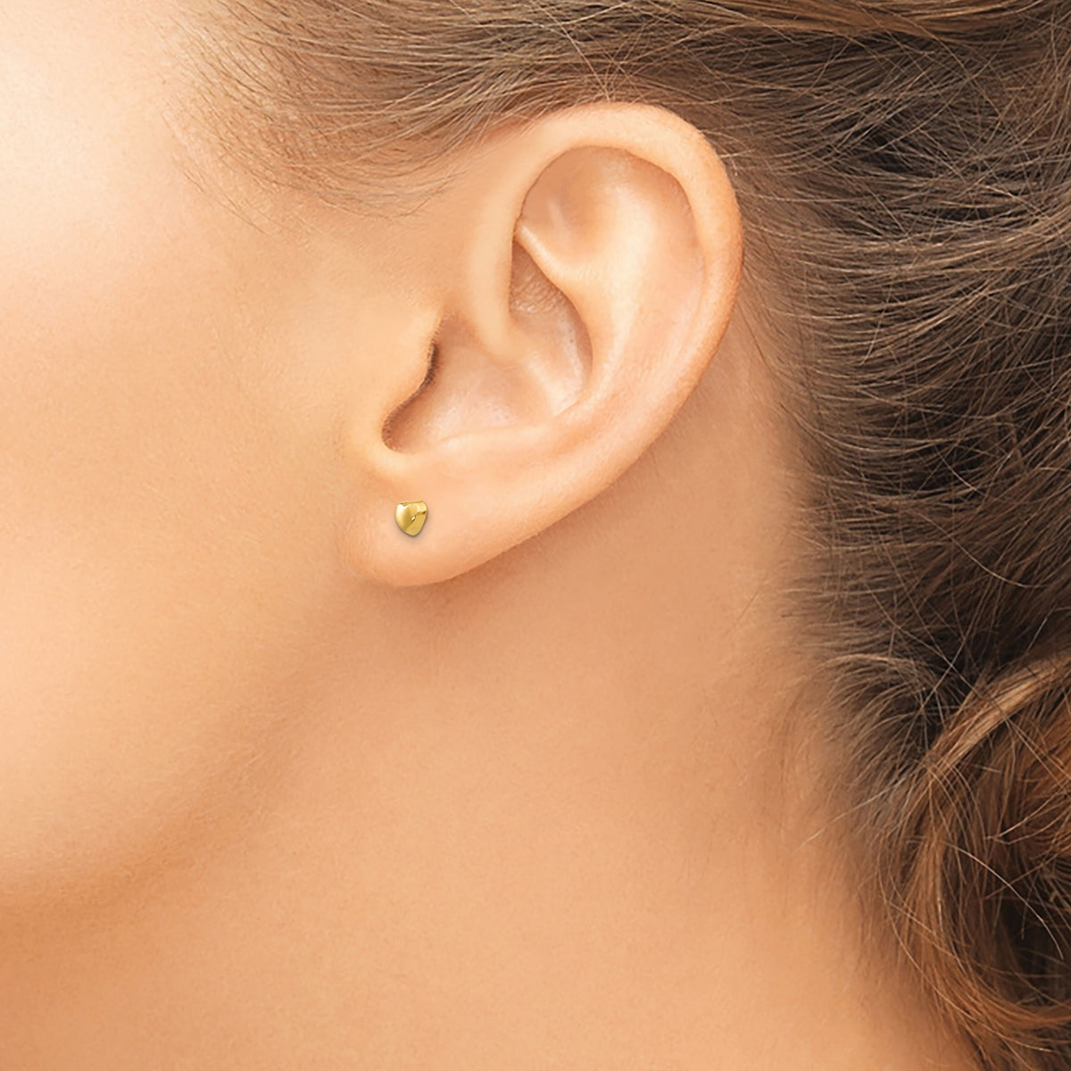 14k Polished Heart Post Earrings-YE1739