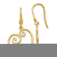 14K Yellow Gold Heart Dangle Shepherd Hook Earrings-YE1743