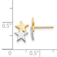 14k with Rhodium Polished Star Post Earrings-YE1748