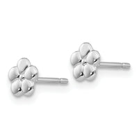 14k White Polished Flower Post Earrings-YE1750
