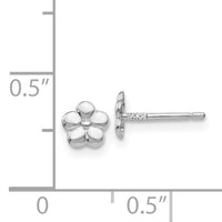 14k White Polished Flower Post Earrings-YE1750