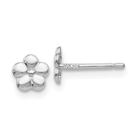 14k White Polished Flower Post Earrings-YE1750