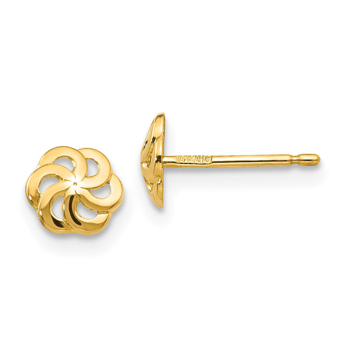 14k Polished Flower Post Earrings-YE1751