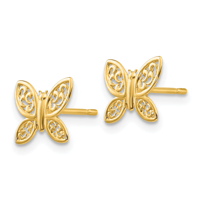 14k Polished Butterfly Post Earrings-YE1754