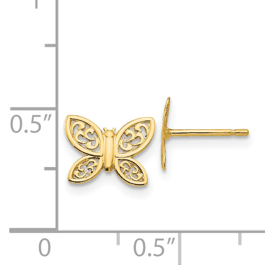 14k Polished Butterfly Post Earrings-YE1754