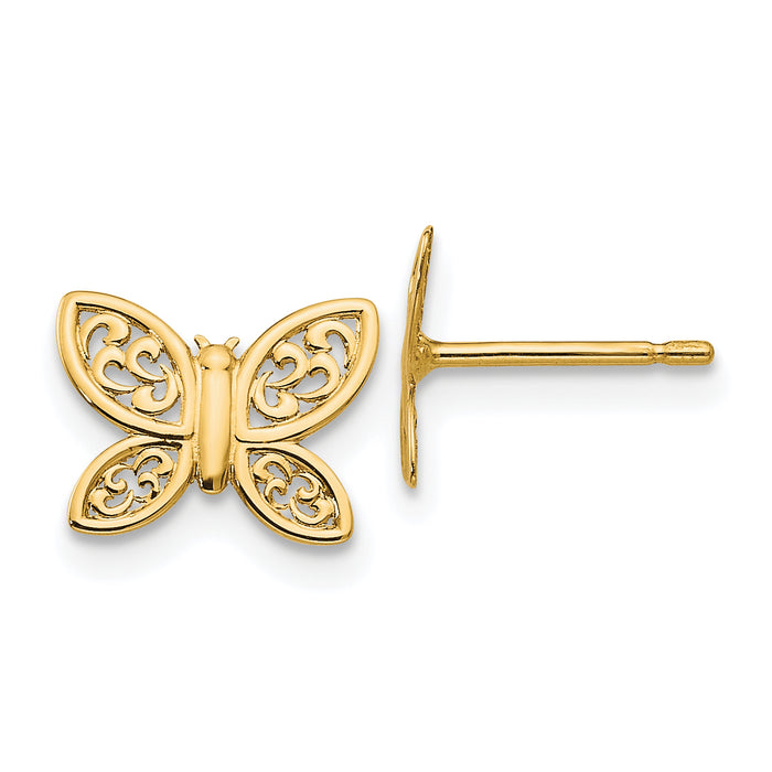 14k Polished Butterfly Post Earrings-YE1754