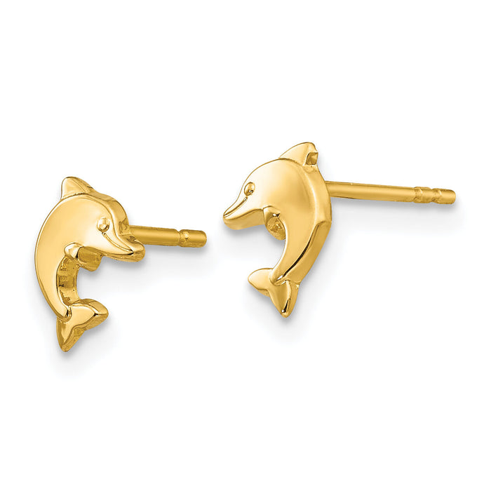 14k Polished Dolphin Post Earrings-YE1756