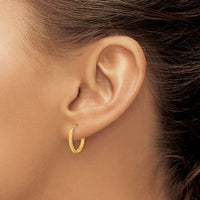 14k Satin and Polished Diamond Cut Design Hoops-YE1762