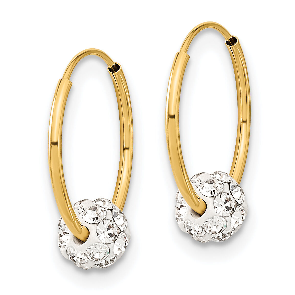 14k Polished Crystal and Resin Bead Endless Hoops-YE1774