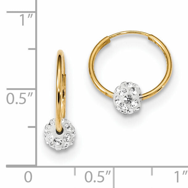 14k Polished Crystal and Resin Bead Endless Hoops-YE1774