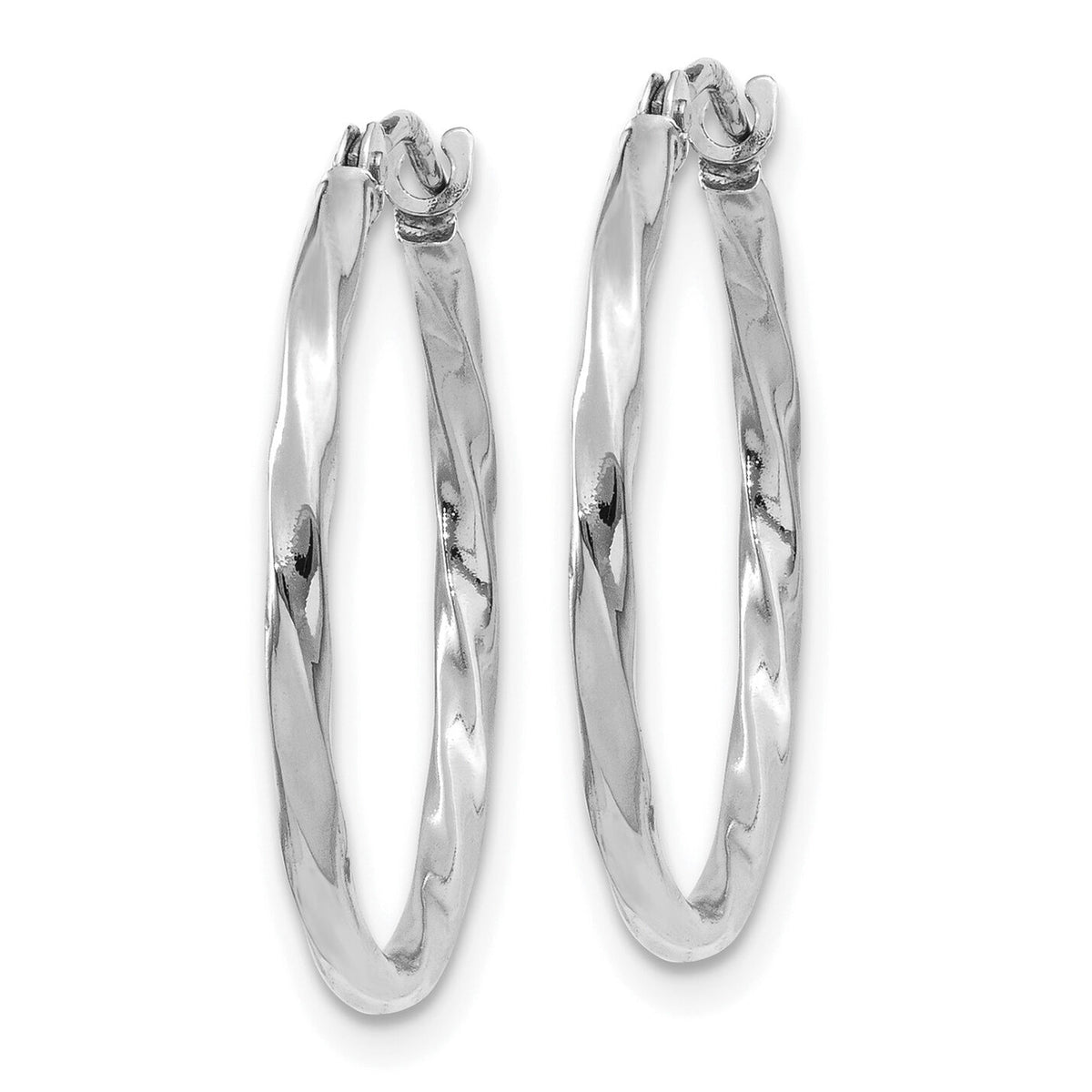 14k White Gold Polished Twisted Hoops-YE1779
