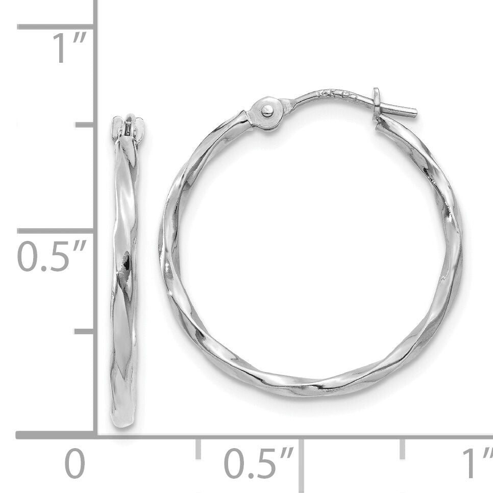 14k White Gold Polished Twisted Hoops-YE1779