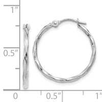 14k White Gold Polished Twisted Hoops-YE1779