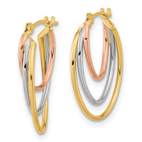 14k Tri-Color Graduated 3 Ring Hoops-YE1783