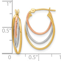 14k Tri-Color Graduated 3 Ring Hoops-YE1783