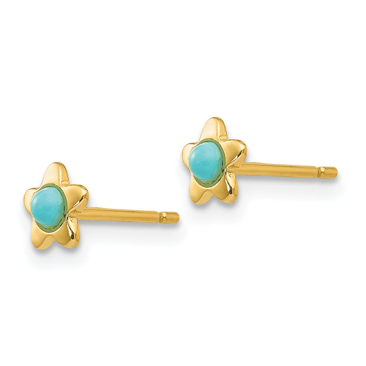 14k Polished Turquoise Star Post Earrings-YE179