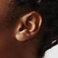 14k Polished Turquoise Star Post Earrings-YE179