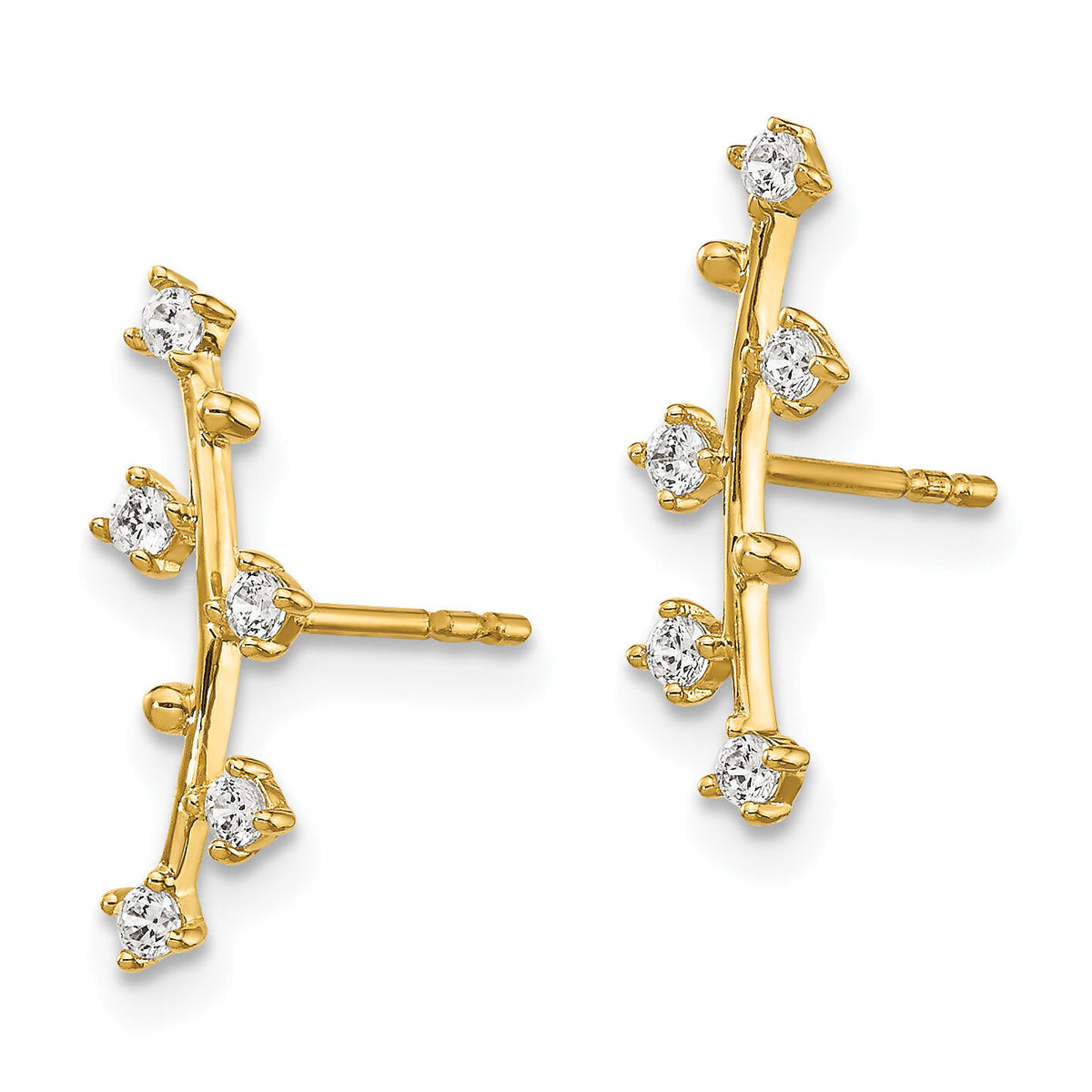 14k Polished Bar CZ Post Earrings-YE1815