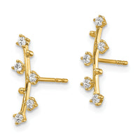 14k Polished Bar CZ Post Earrings-YE1815