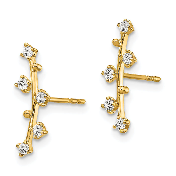 14k Polished Bar CZ Post Earrings-YE1815