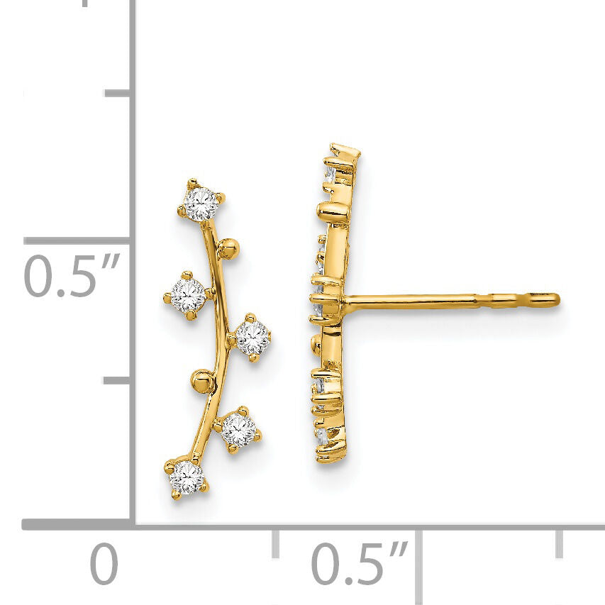 14k Polished Bar CZ Post Earrings-YE1815