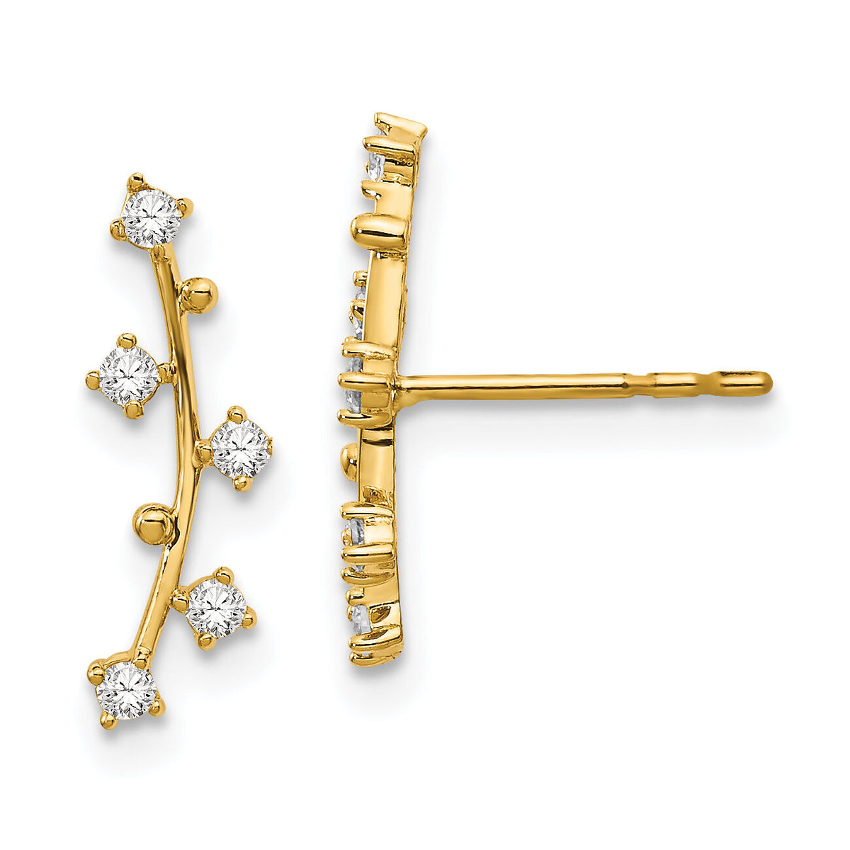 14k Polished Bar CZ Post Earrings-YE1815