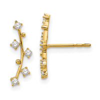 14k Polished Bar CZ Post Earrings-YE1815