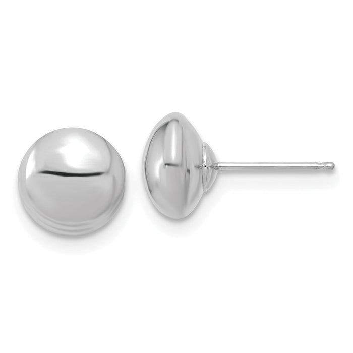 14k White Gold Polished Button Post Earrings-YE1818W